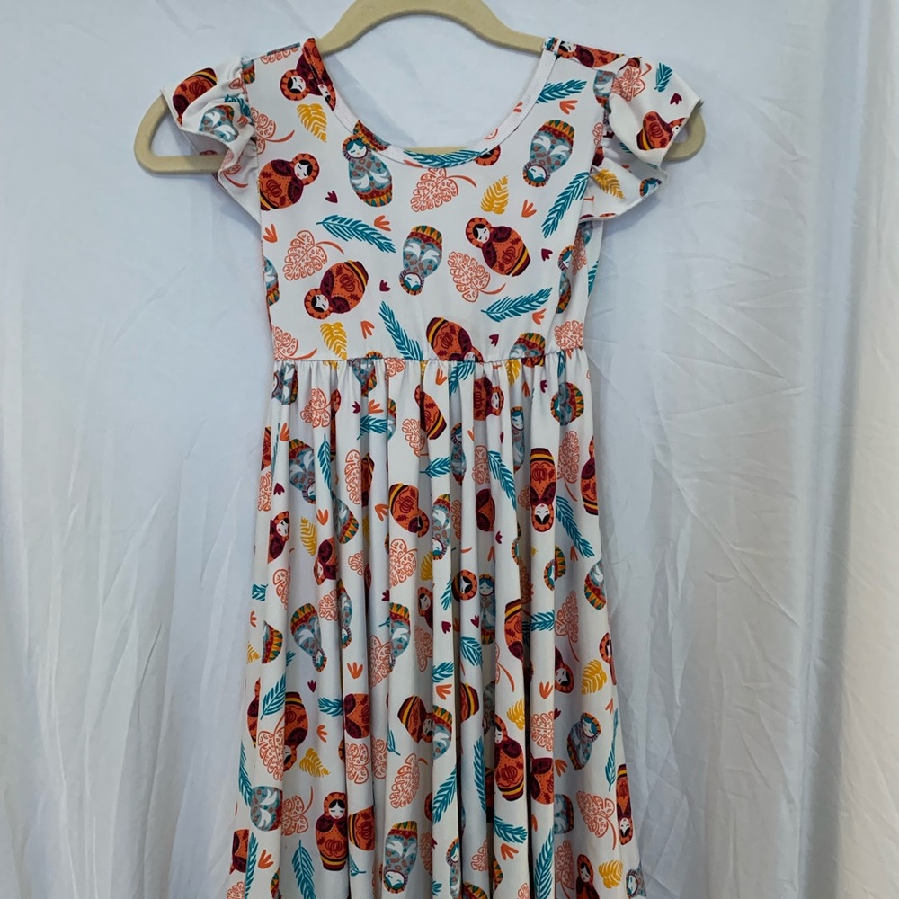Dot Dot Smile Dress. Russian Doll print size 7